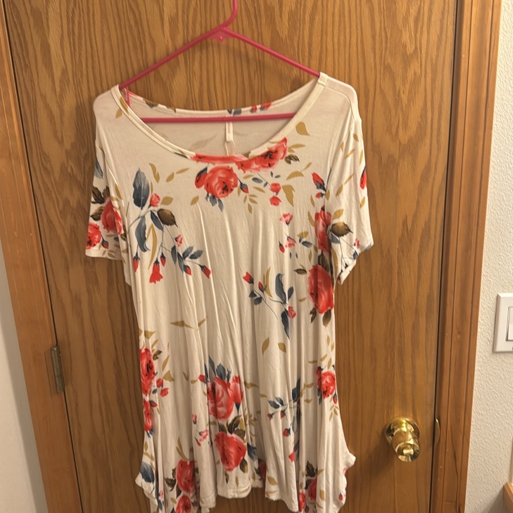 Bishuige women’s long floral shirt size large can work for maternity - Picture 2 of 5